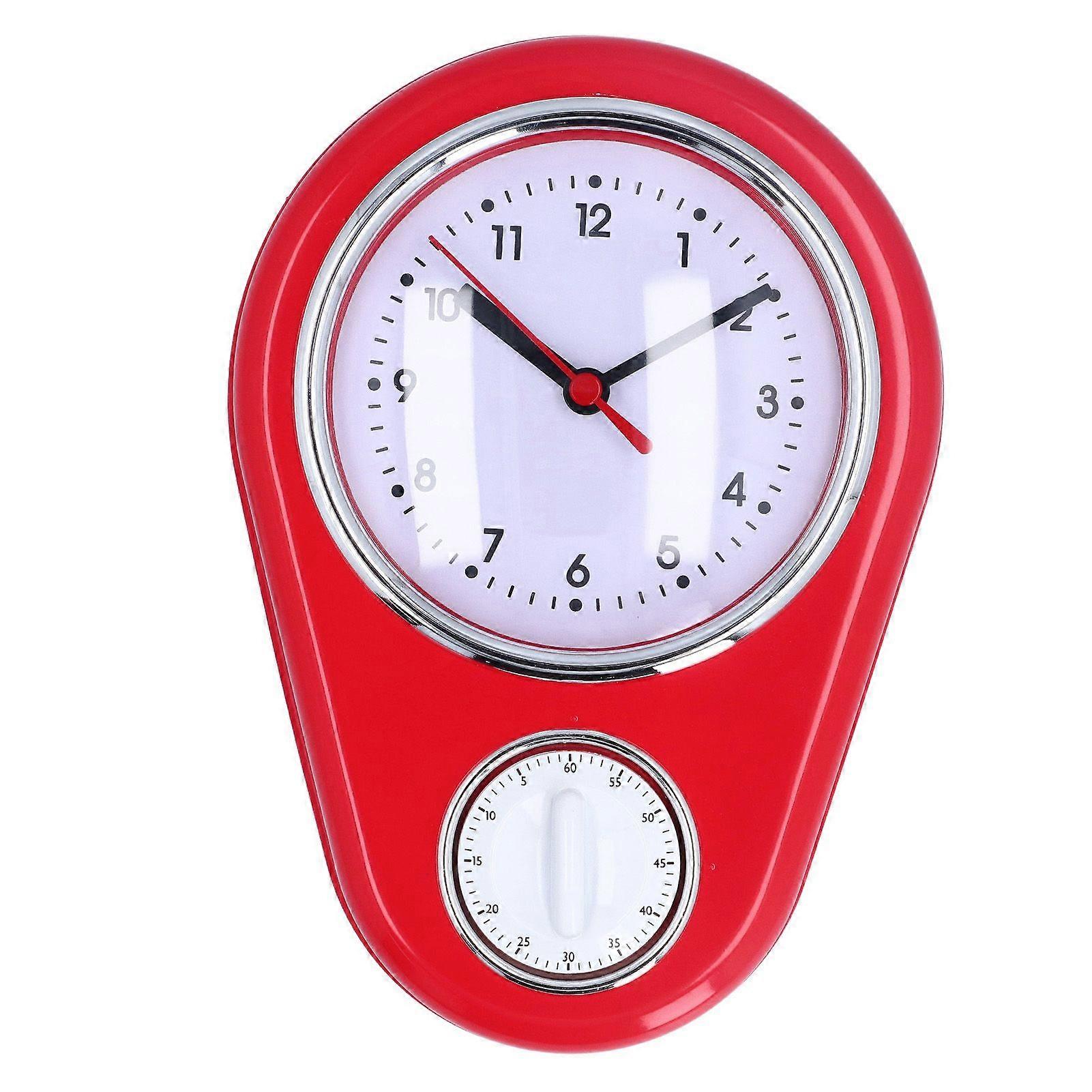 9 Inch Kitchen Timer Wall Clock Multifunction Innovative Precise Time Silent Operation Quartz Clock for Home Kitchen Red