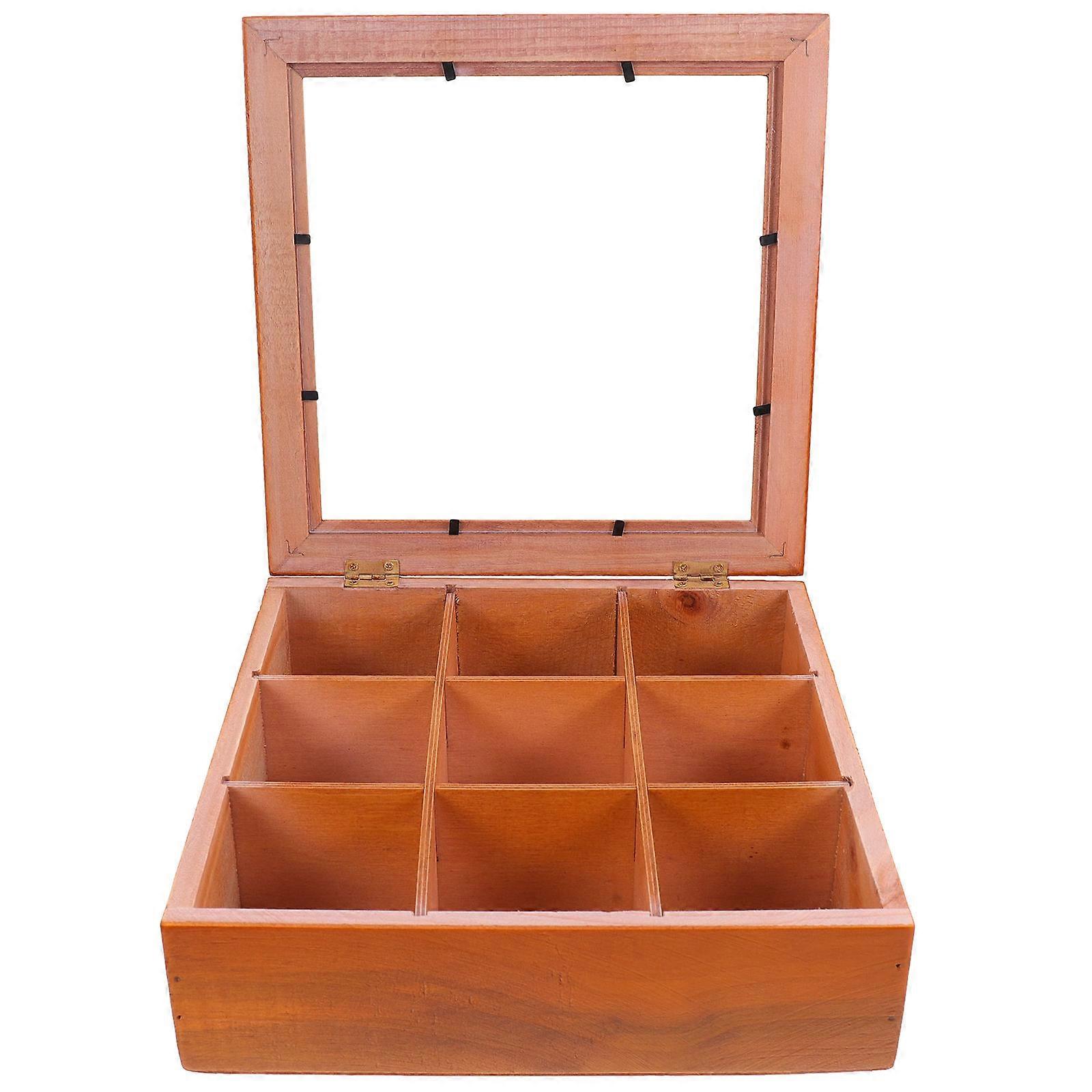 Wood Jewelry Box for Rings with Multi-Grid Storage Case 2Pcs