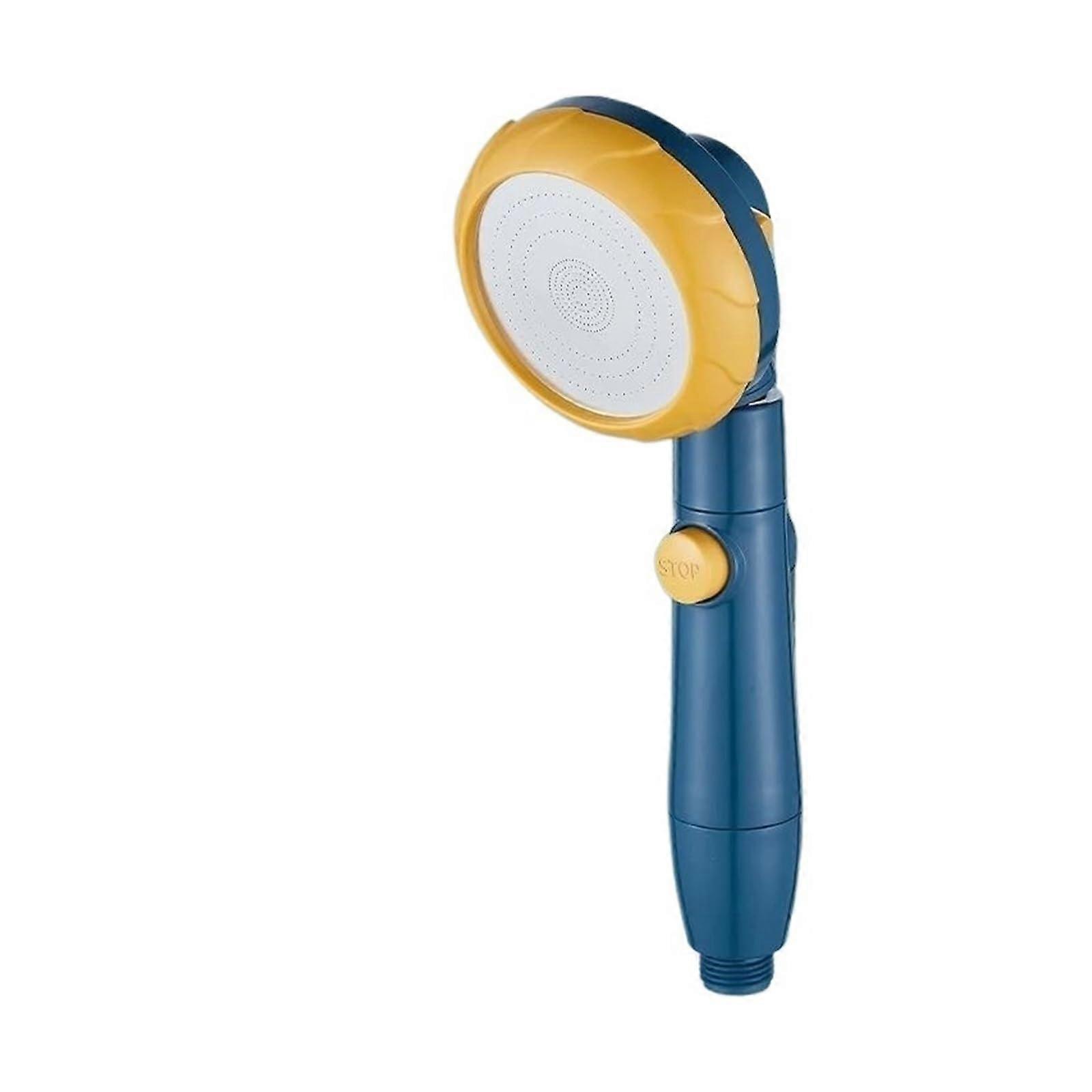 Pressurized Shower Head Pressure Water Saving Perforated Adjustable Blue With Bracket Hose