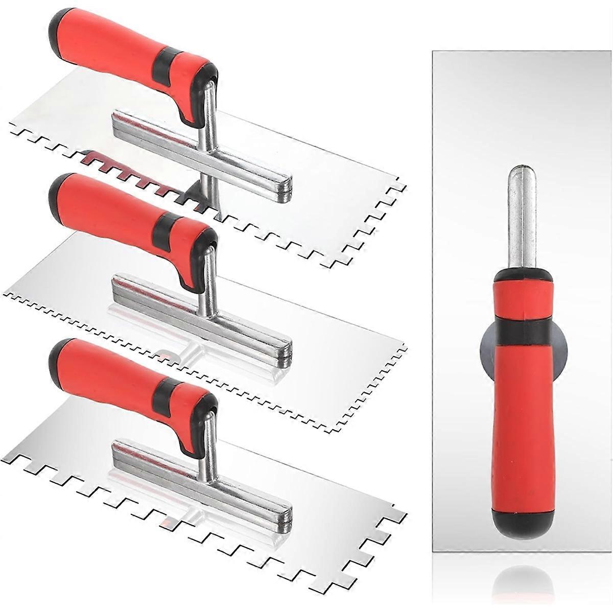 4 Pcs Tile Tools Stainless Steel Square Notched Trowel Set Masonry Hand Kit for Wall Floor Tiling In