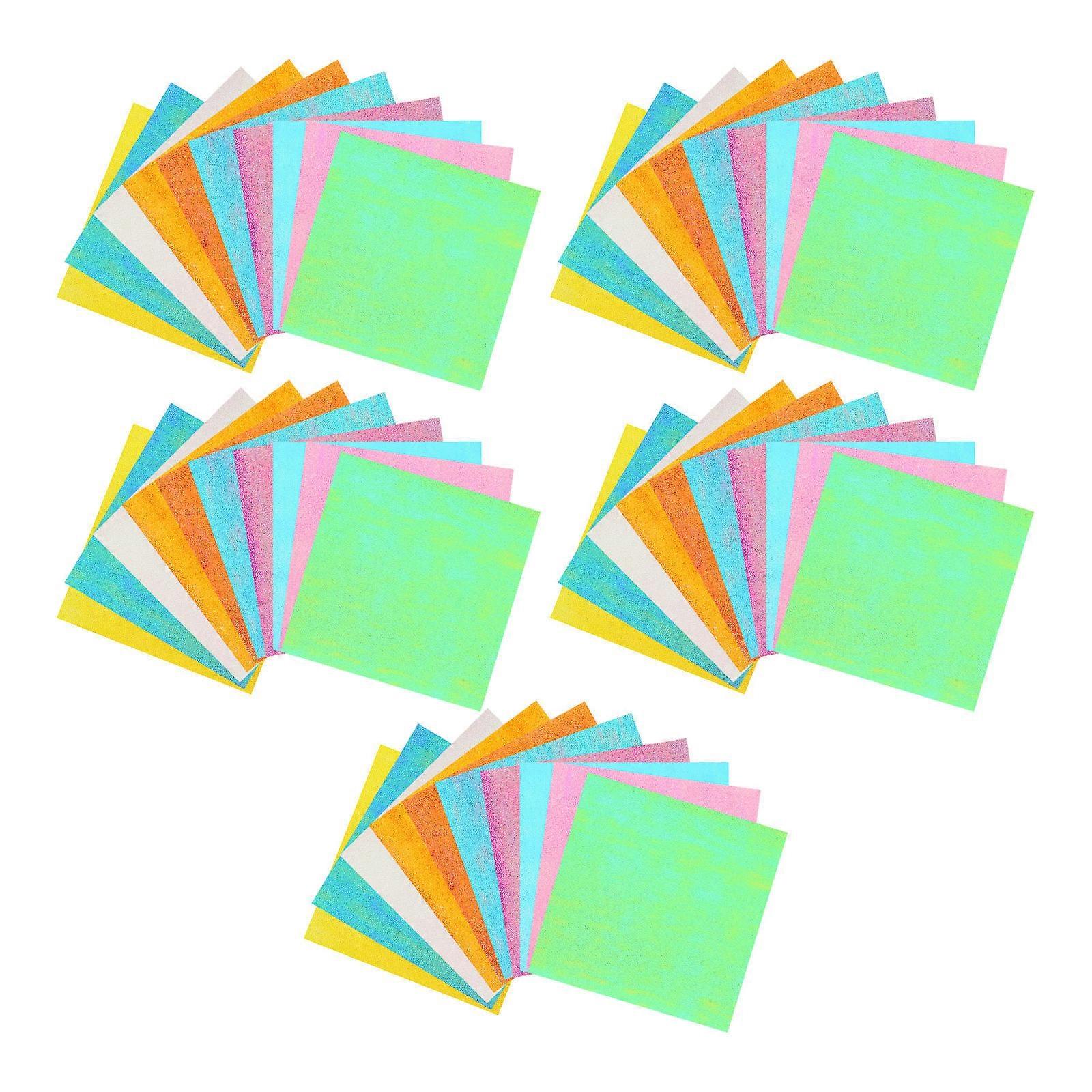 300Pcs Iridescent Paper Square DIY Crafting Sheets for Children Artistic Projects Assorted Color 15cm Manual Game