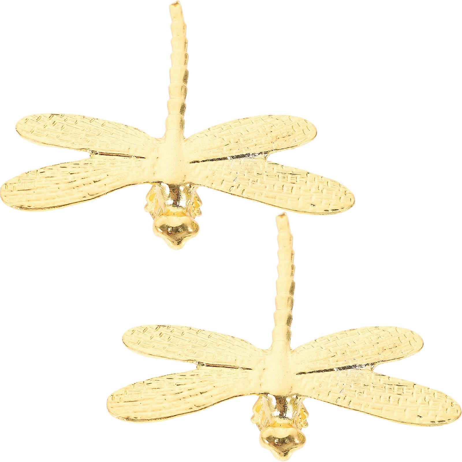 Lot de 14 boutons de commode délicats en forme de libellule, décoration d'intérieur, couleur dorée, pratique