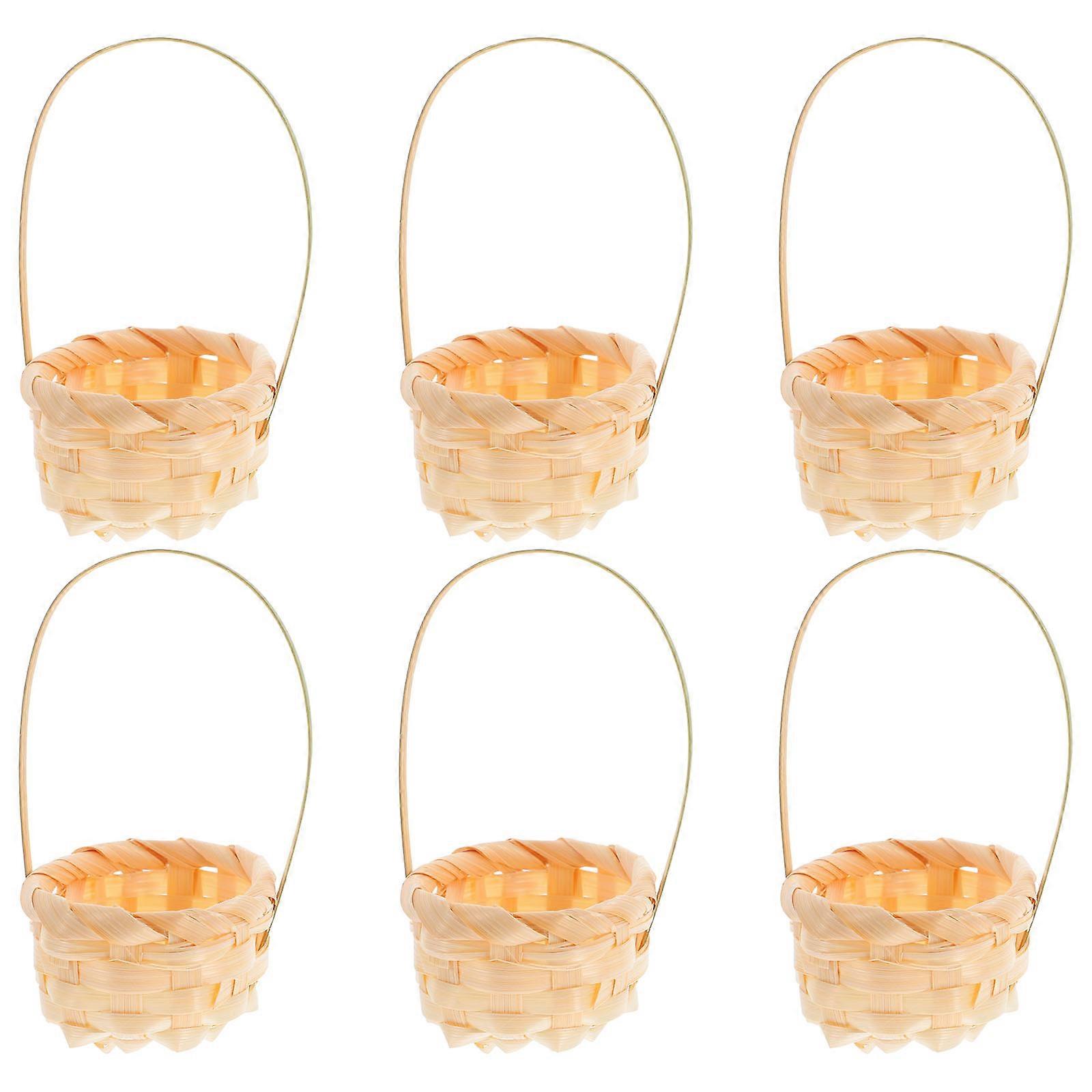 Mini Bamboo Basket for Storage 12Pcs Handmade Light Brown Woven Baskets