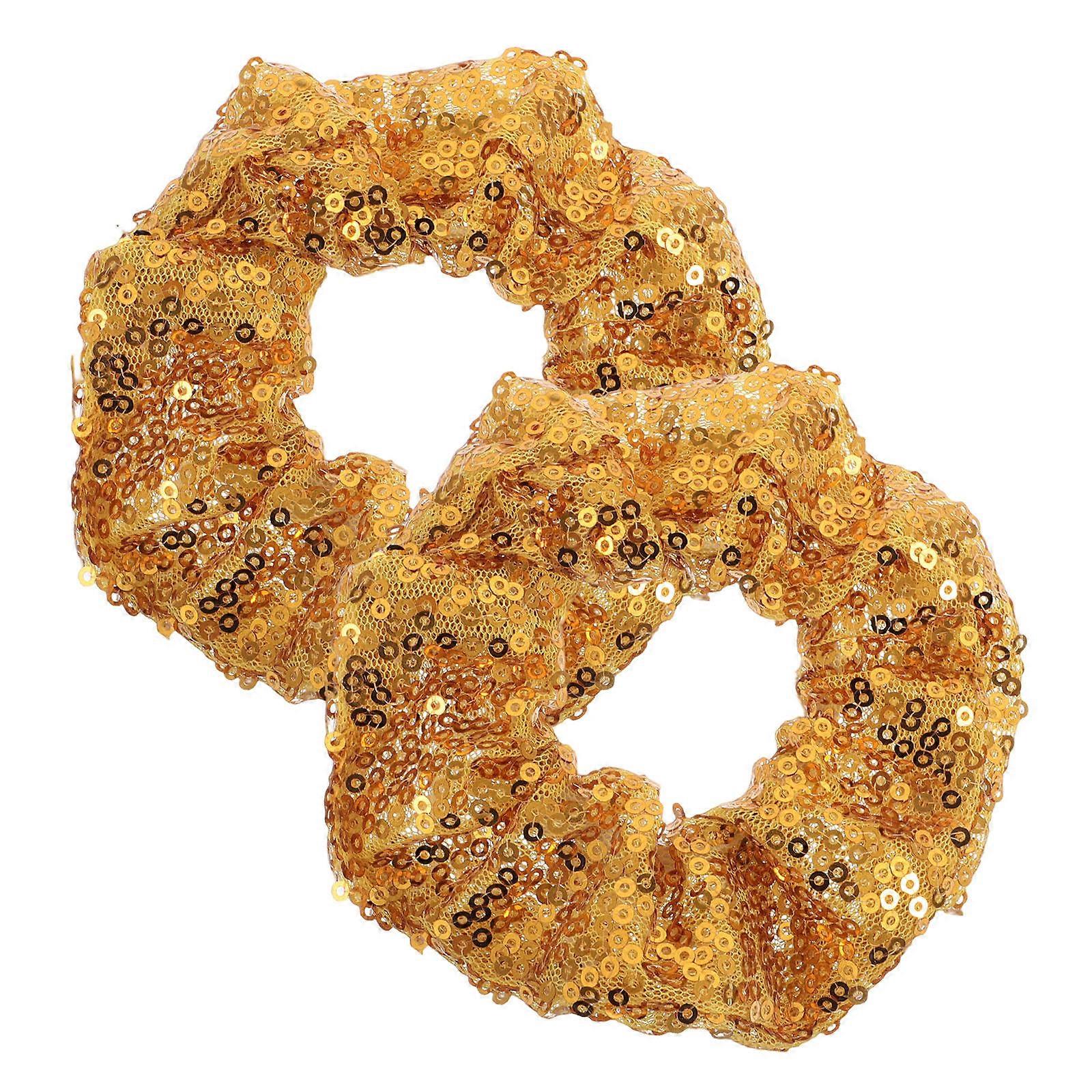Golden Sequin Hair Scrunchies for Decoration 8Pcs Sparkly Ponytail Holders