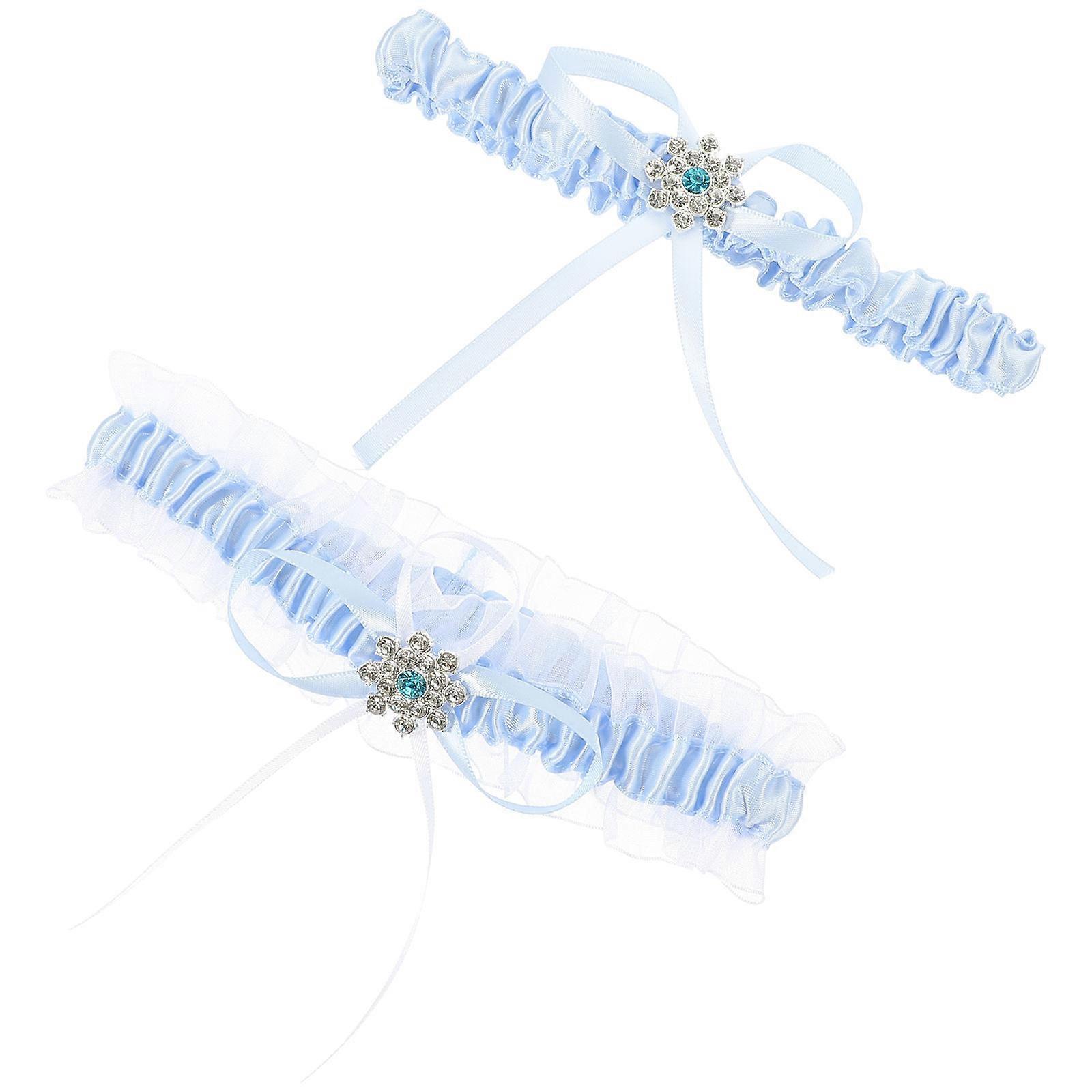 Bridal Garter Classic Style Wedding Ceremony Elastic Leg Belt Sky-Blue 17.5X13CM 1Set