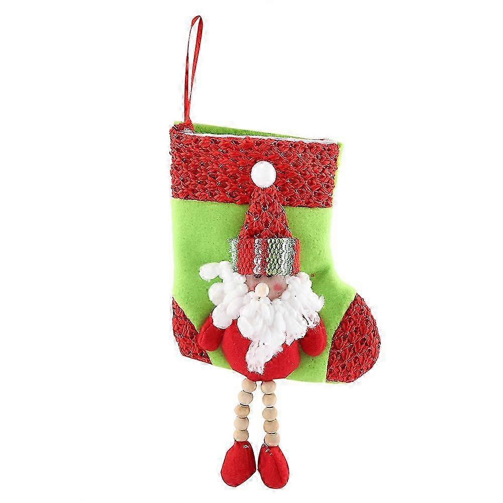 2025 Non-woven Fabric Sock with Christmas Element Doll Hanging on Christmas Tree
