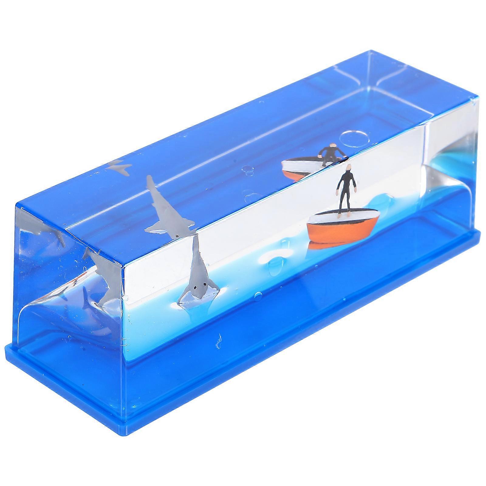 Blue Fluid Drift Bottle Cruise Model for Desktop Decor 4Pcs Nautical Gift