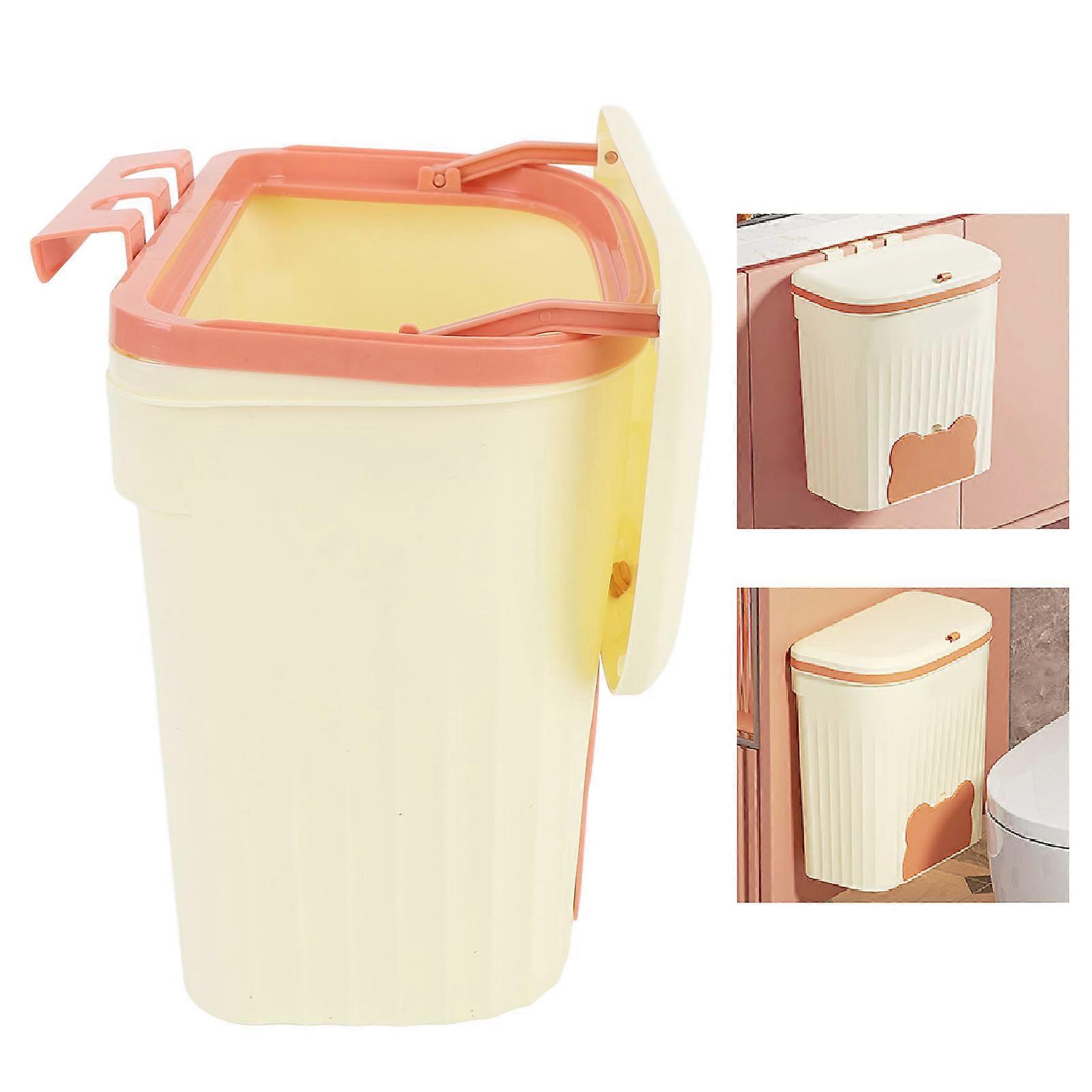 Under Sink Trash Can 5L Cream White Wall Mountable with Lid