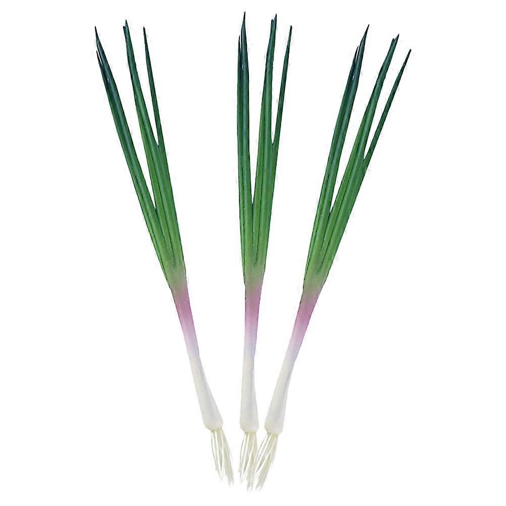 Artificial Vegetable Lifelike Scallions for Decor 3Pcs Green PU