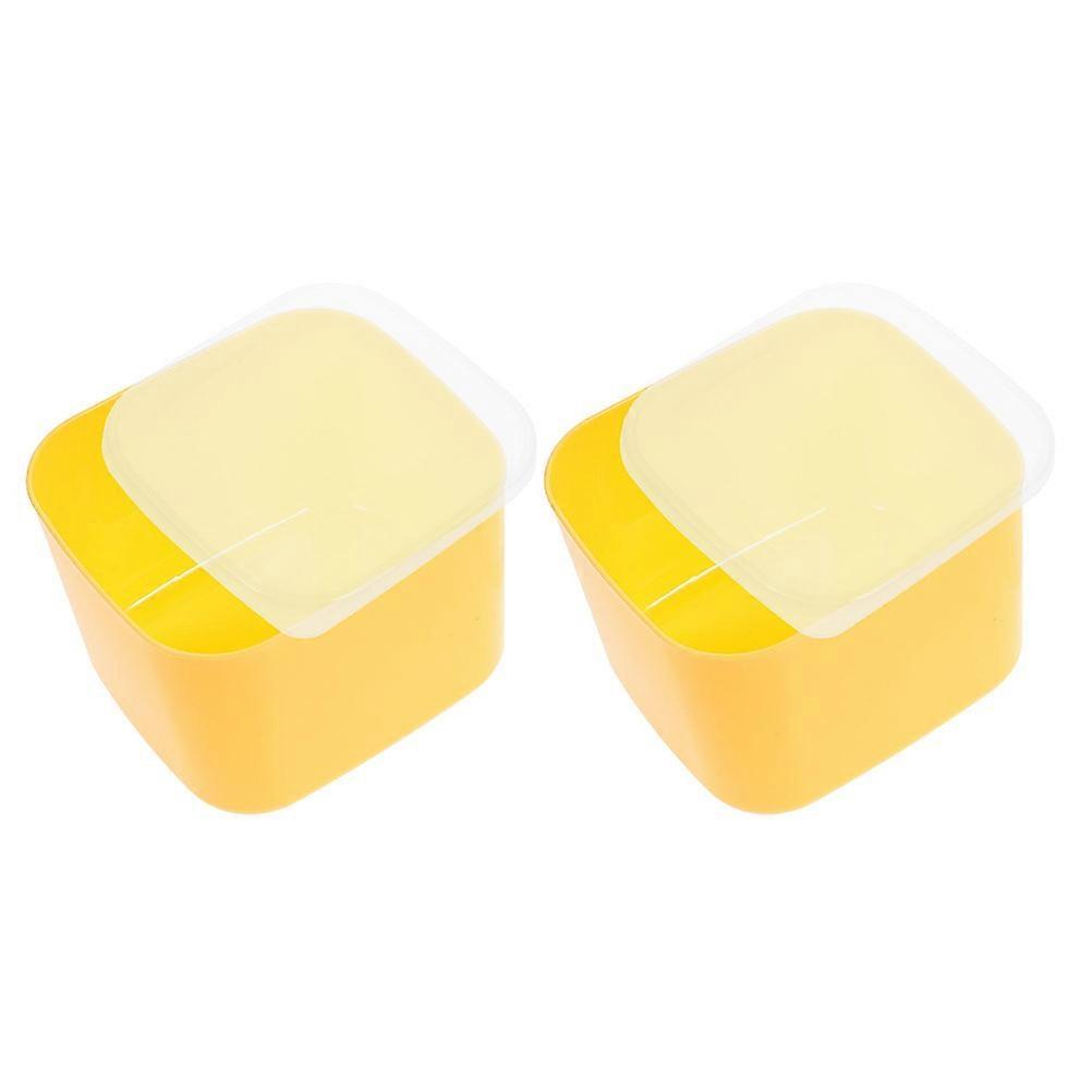Cheese Storage Container 2Pcs For Home Use Small Yellow Food Preservation Box Kitchen Organization