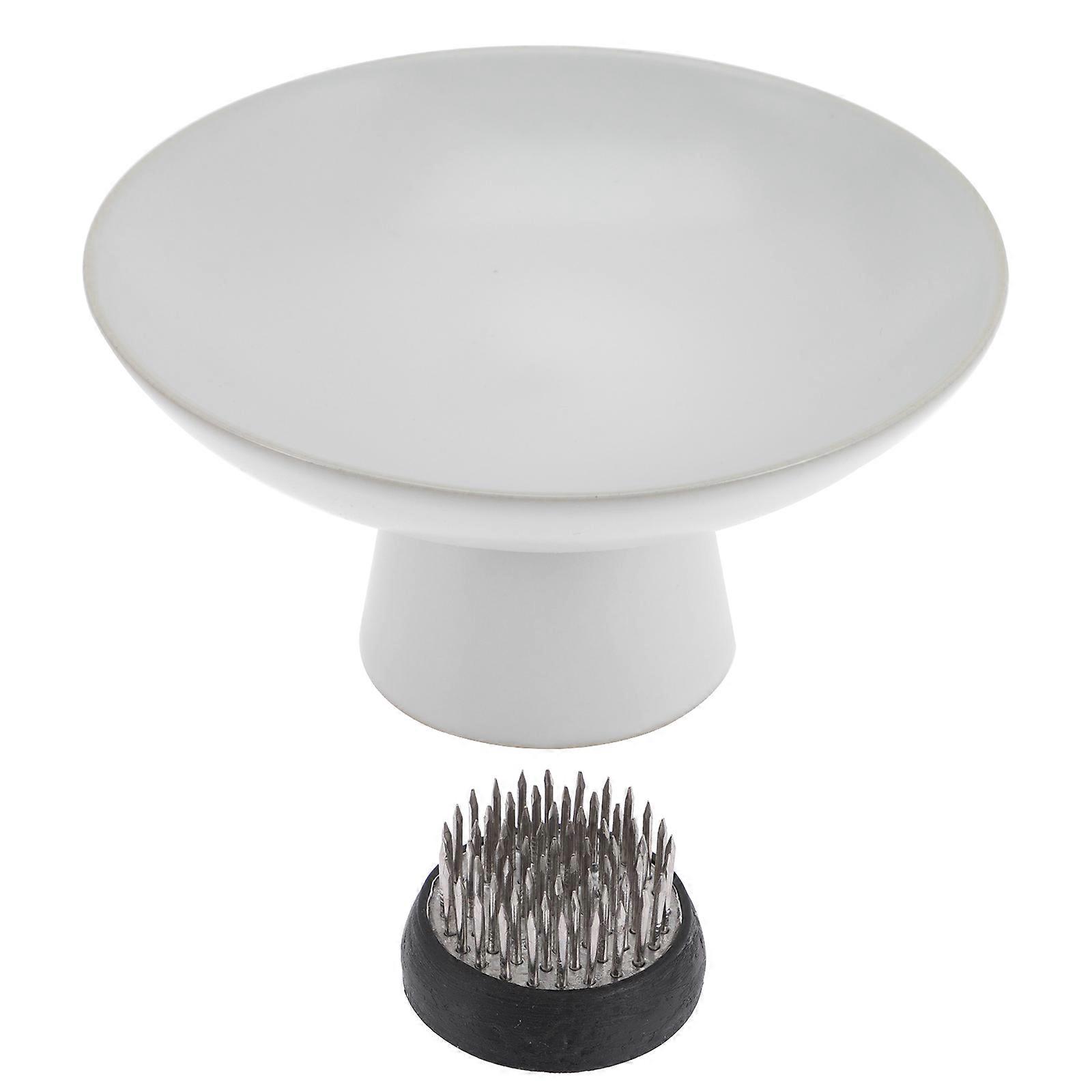 Flower Arrangement Tool Ceramic Vase Set for Floral Fixation 5Sets White