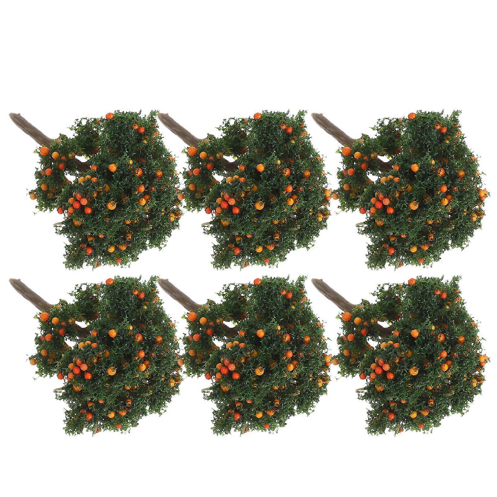 Fruit Tree Lemon Plastic Miniature Artificial Tree for 6Pcs Home Decor
