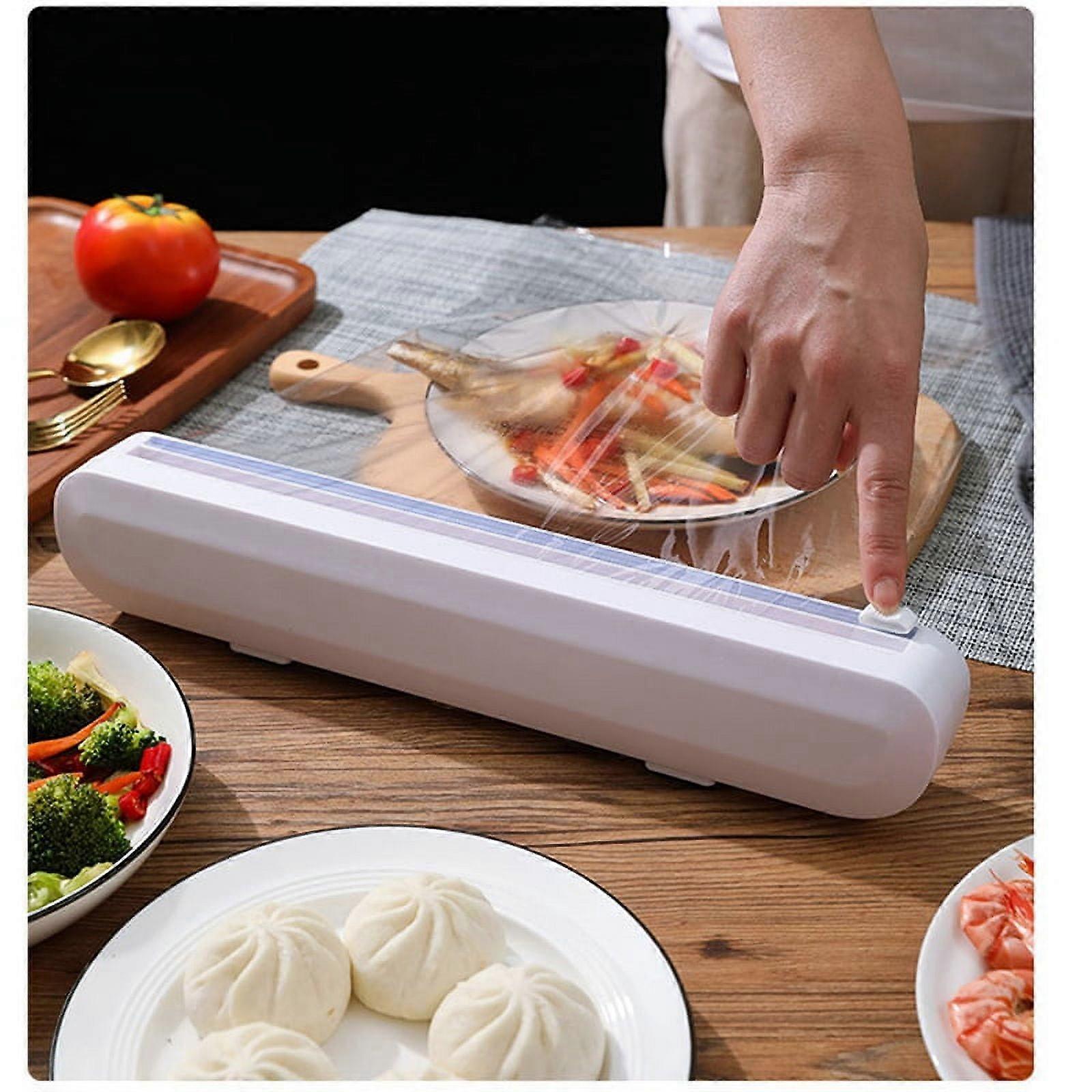 ckepdyeh Plastic Wrap Cutter, Sliding Plastic Wrap Cutter with Suction Cup