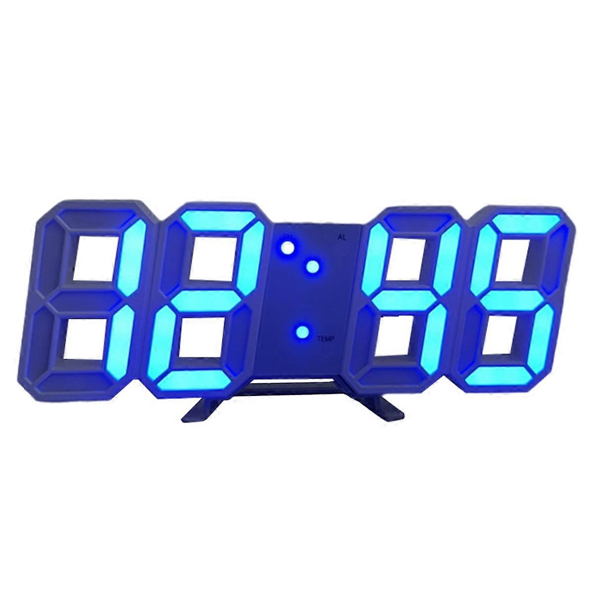 3D Digital Alarm Clock Wall LED Clock Desktop Alarm Clock with Temperature Suitable for Home Kitchen