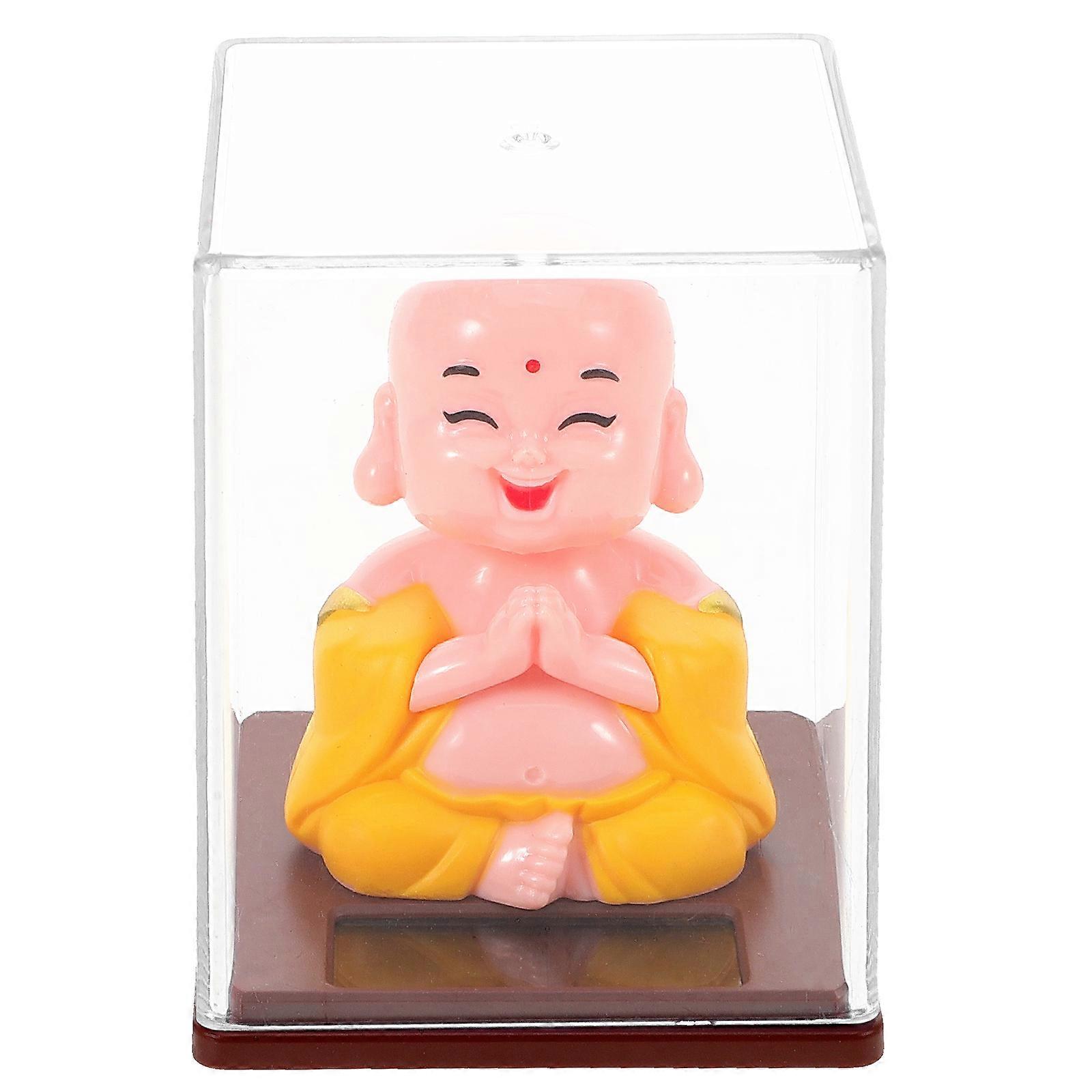 Monk Figurine for Dashboard Yellow Resin Plastic Cute Monk Decoration Versatile Use Item