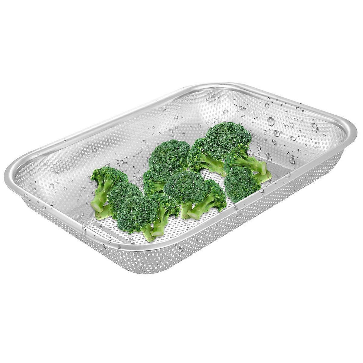 Stainless Steel Drain Basket For Kitchen Use Rectangular Silver Draining Water 1Pcs