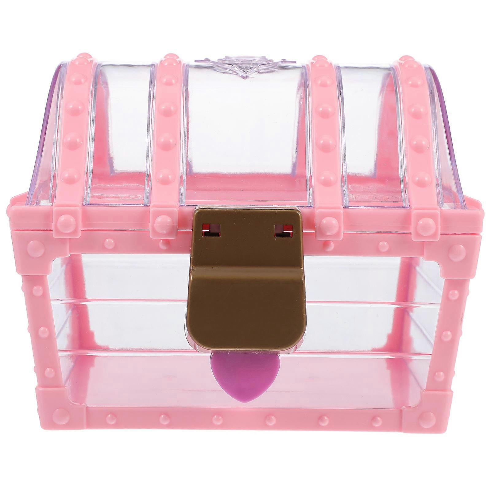 Children Storage Box for Organizing Jewelry with Lock 1Set Pink ABS