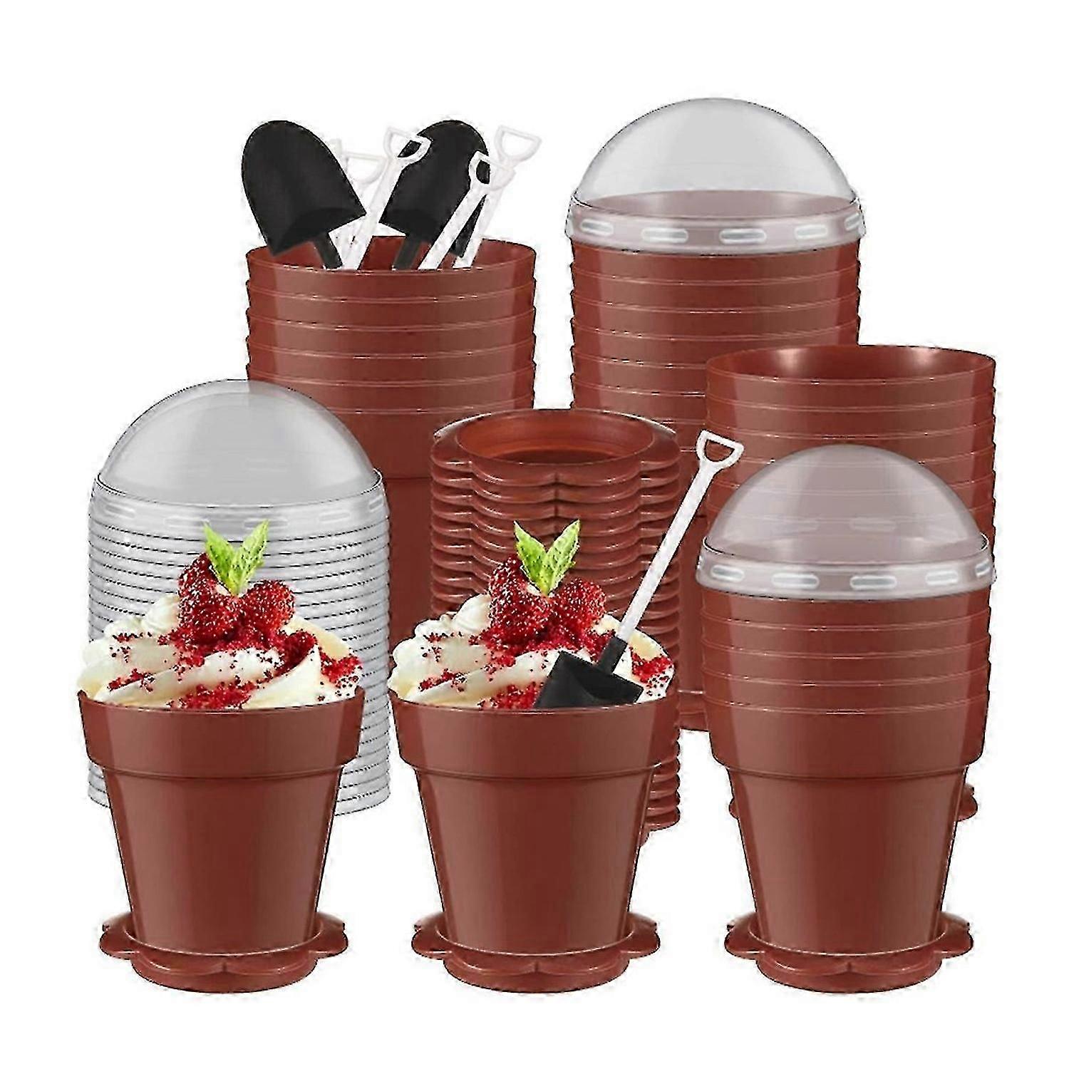100 SET Flowerpot Dessert Cup Plastic Cake Cups for DIY Baking