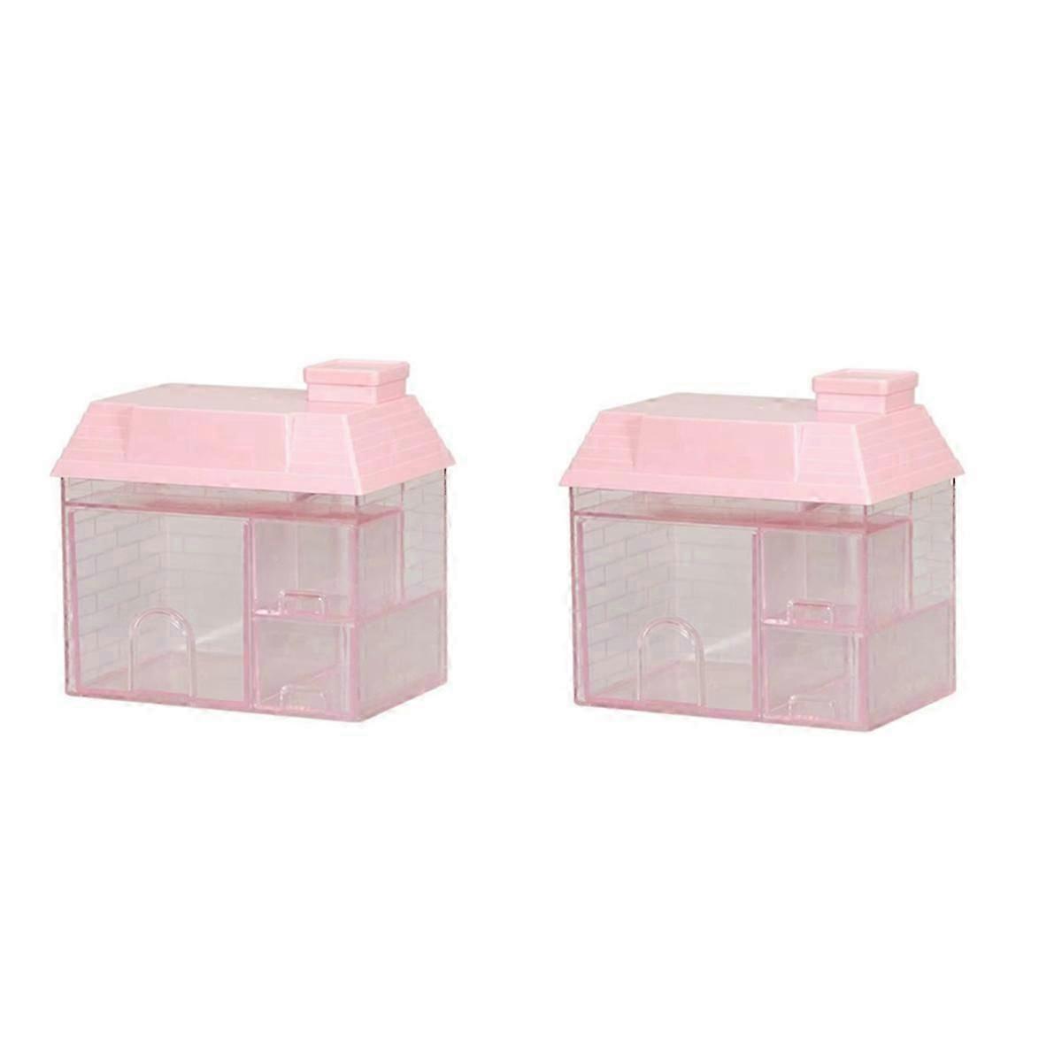 parent Desktop Storage Box,Small House Design Pen Holder,Cosmetic Organizer with Drawer for Students and Home Use