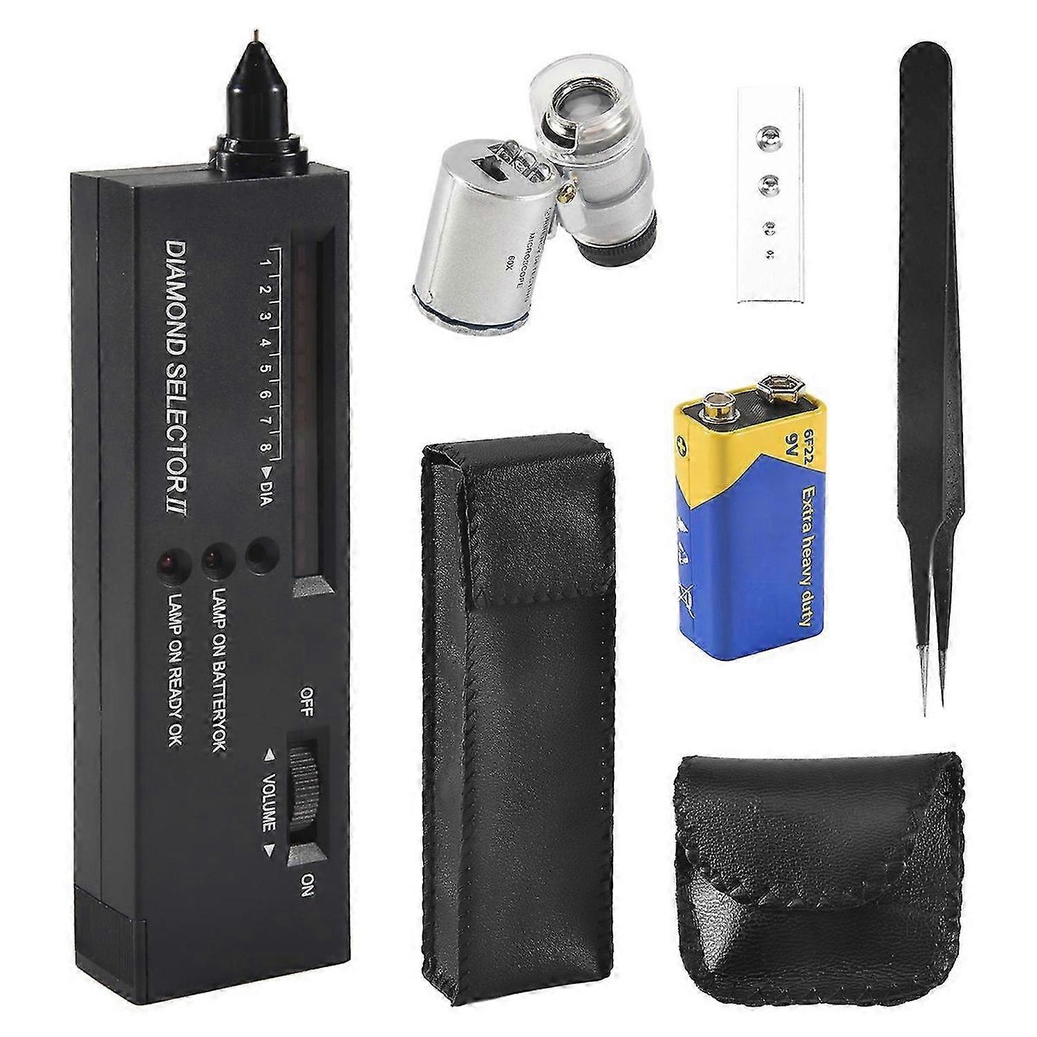 Diamond Tester Pen,Professional Diamond Detector with 60X Mini LED Magnifying, Diamond Test Pen for