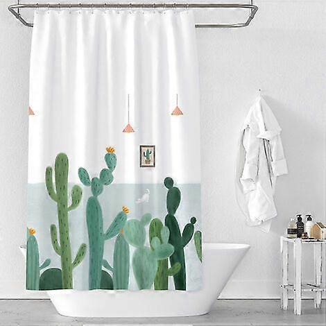1pc Cactus Pattern Shower Curtain, Mildew Resistant, Waterproof Shower Curtain,