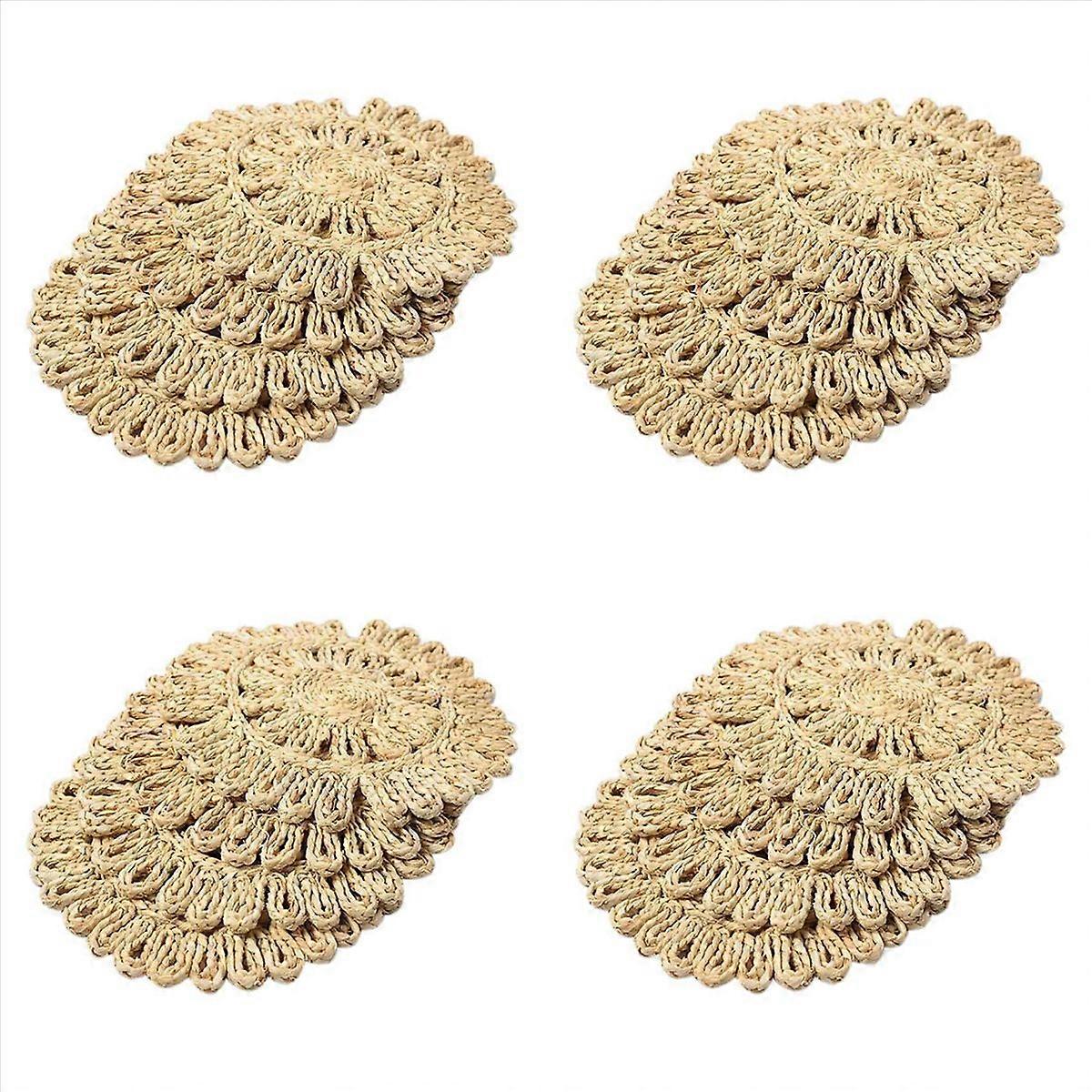 Round Woven Placemat for Dining Table,Rattan Tablemat for Table Mat