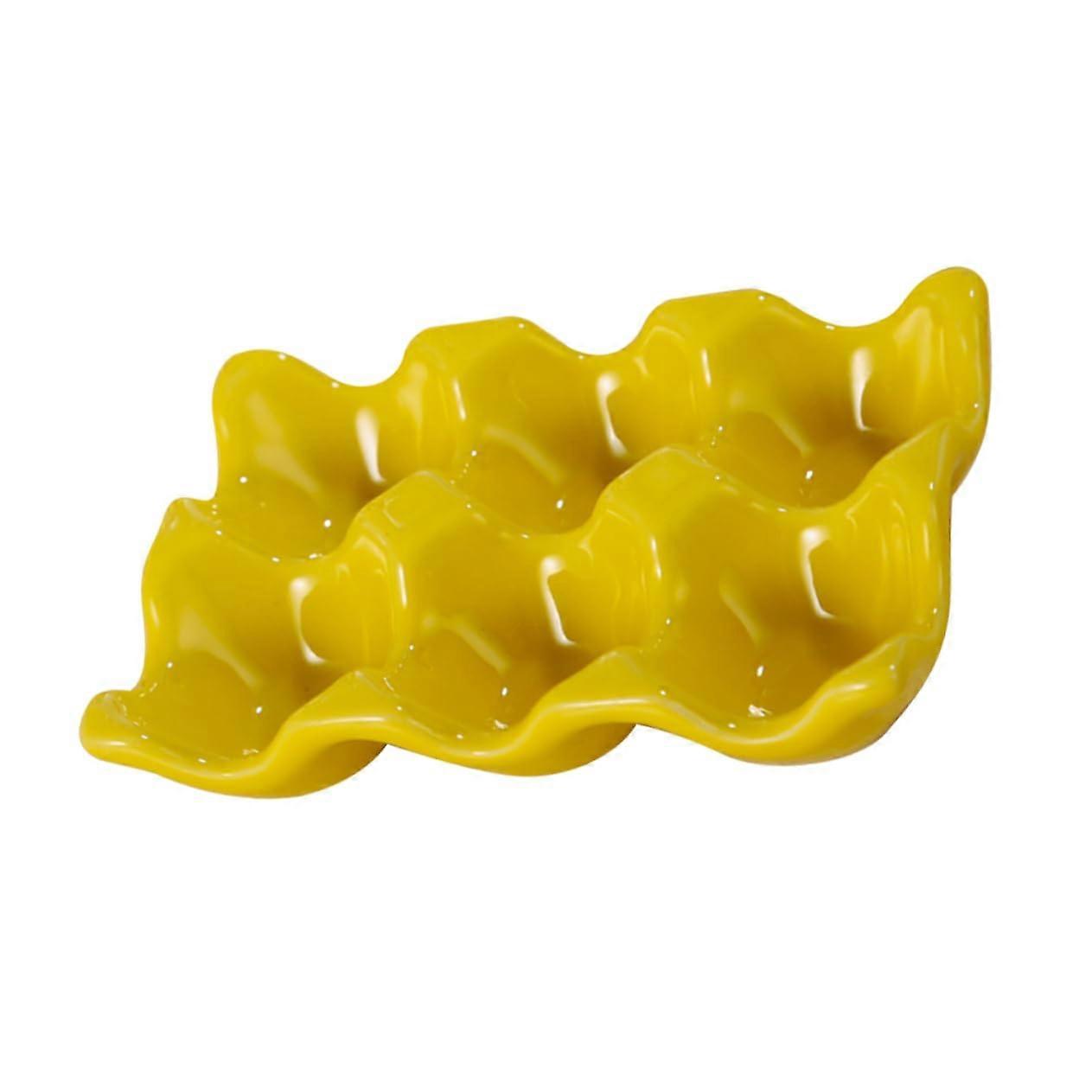 Egg Basket for Fridge Egg Crate Holder Dispenser Kitchen Organizer Yellow 14.5x9.5 cm Easter Storage Accessory