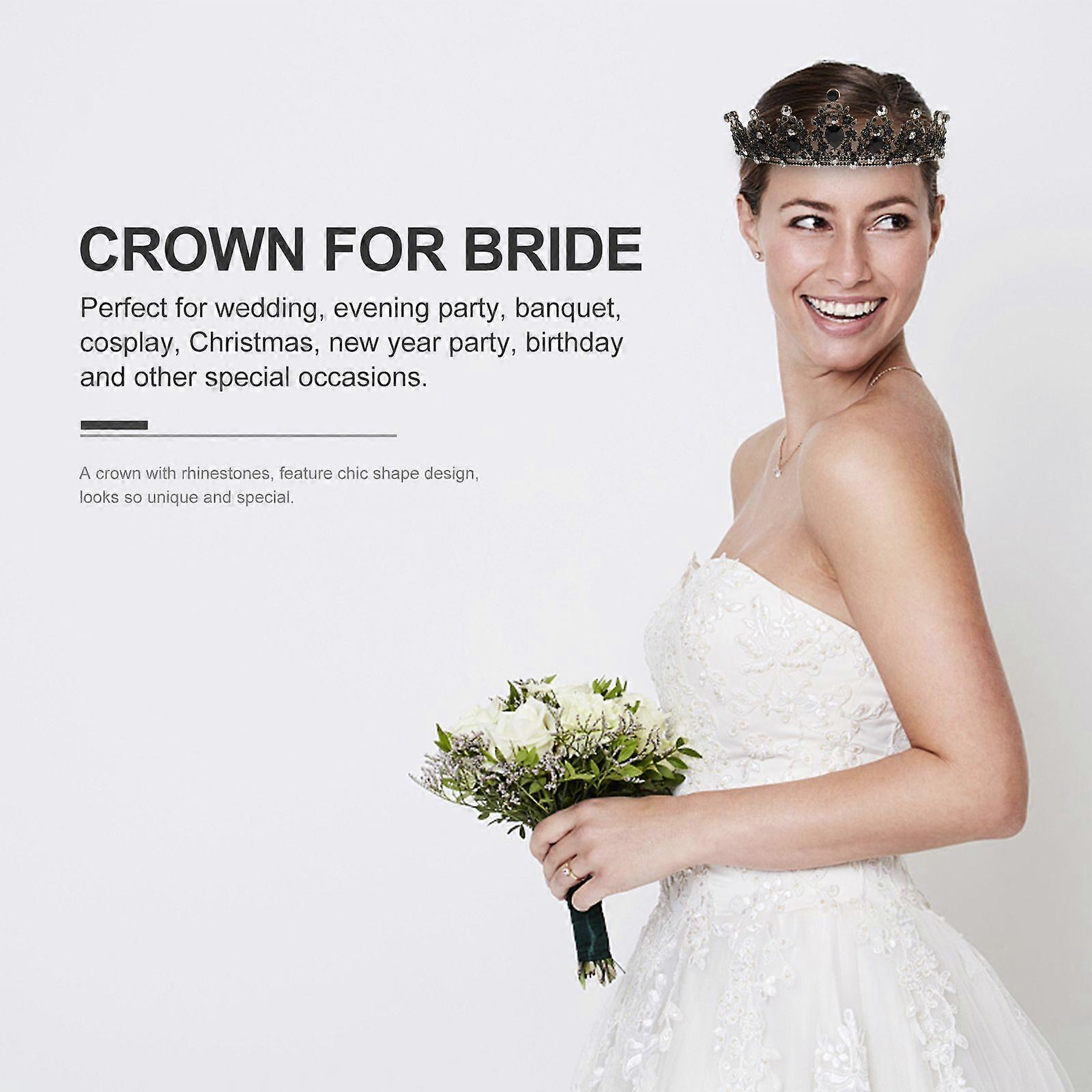 創造的な花嫁の王冠の結婚式のヘッドドレスユニークな帽子写真小道具女性のためのパーティーヘアアクセサリー女性(ブラック)