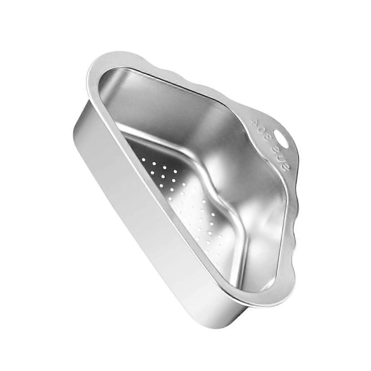 Stainless Steel Triangle Corner Strainer, Kitchen Sink Drain, Rounded Edges, Easy Install, Removable Corner Shelf Holder