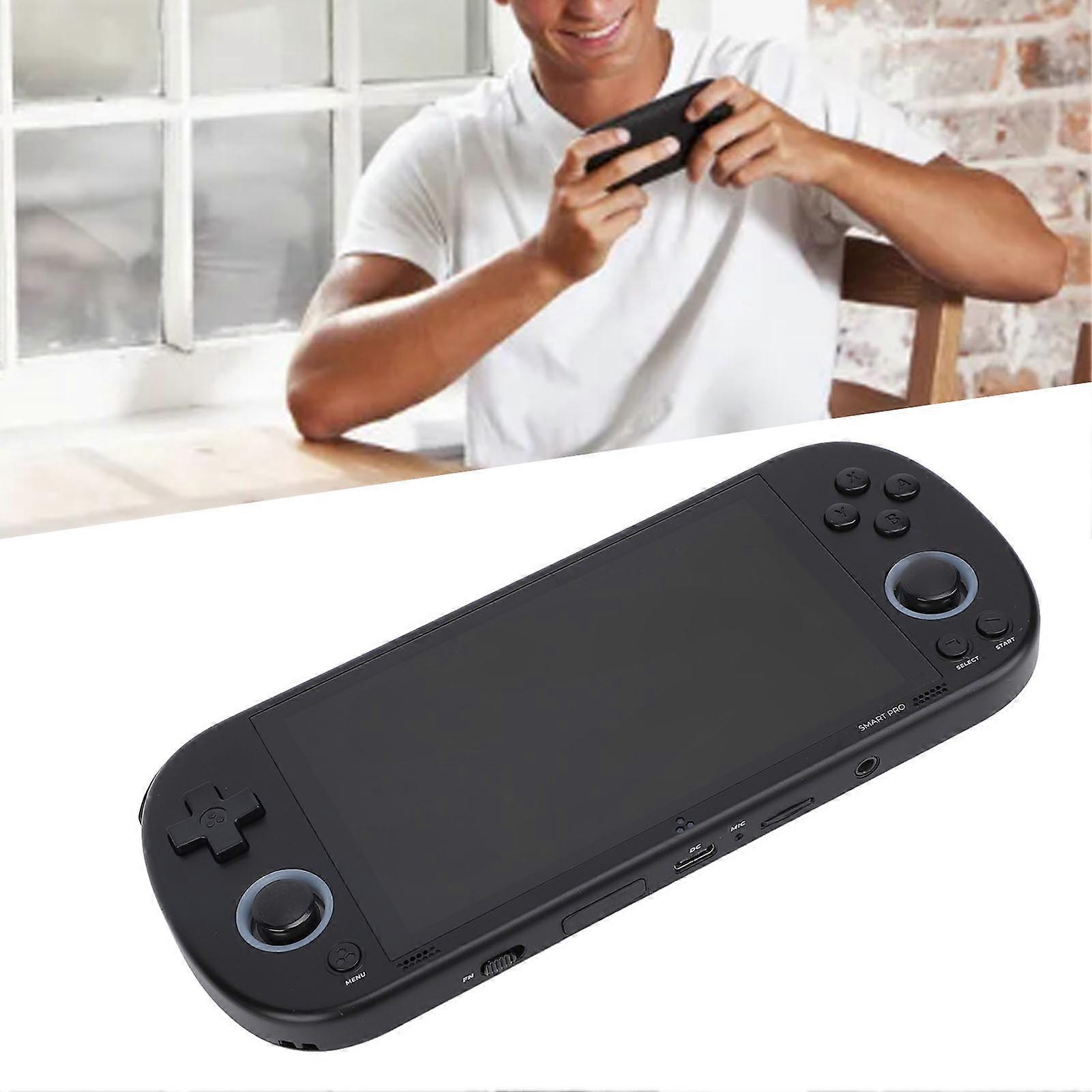 Handheld Game Console 4.96 Inch IPS Screen 9000+ Games Built in 64G Memory Card A133P Processor Support WiFi Multiplayer Online Battle Black 