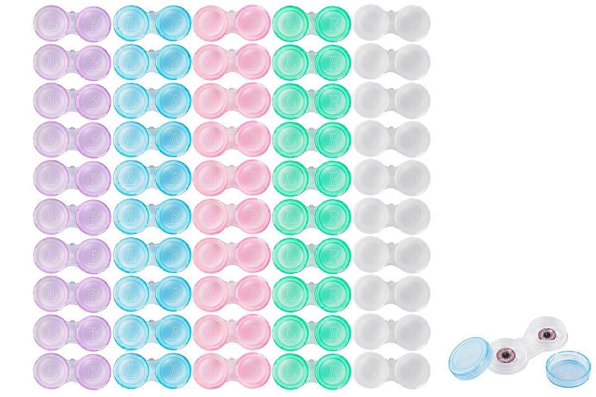 50 Pack Colorful Contact Lens Cases Portable Storage Boxes for Daily Use