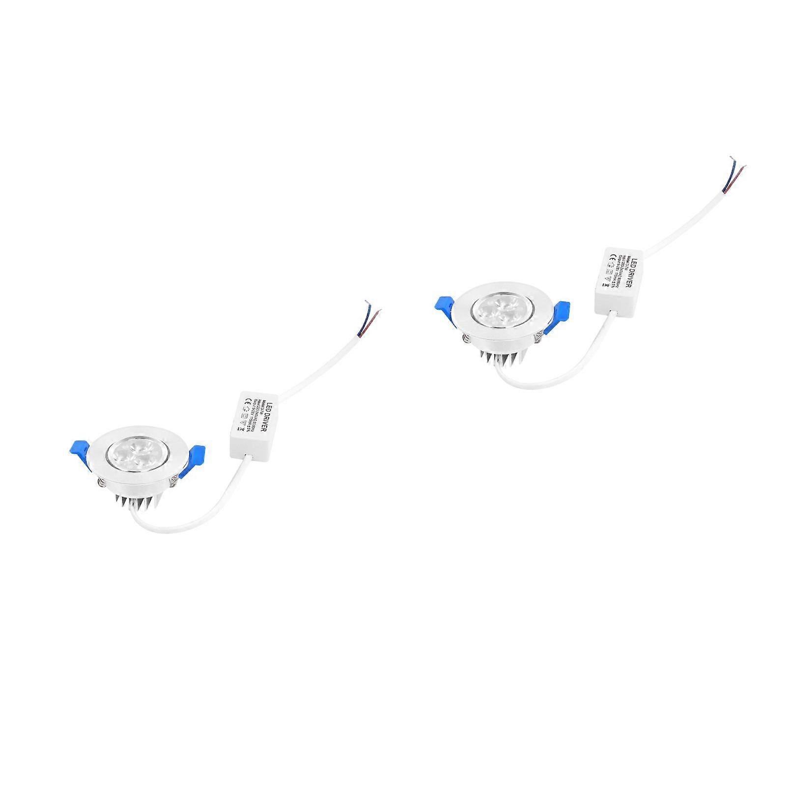 2pcs 3W 3 LED Recessed Ceiling Downlight Spot Lamp Bulb Light for Counter Showcase Indoorlights (White Light)