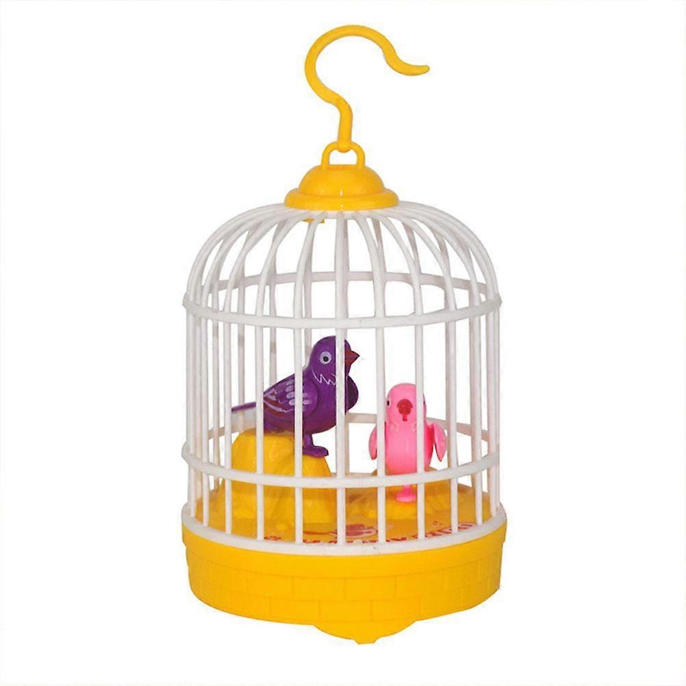 Inductive Sound Voice Control Activate Chirping Singing Bird Cage Kids Funny Toy
