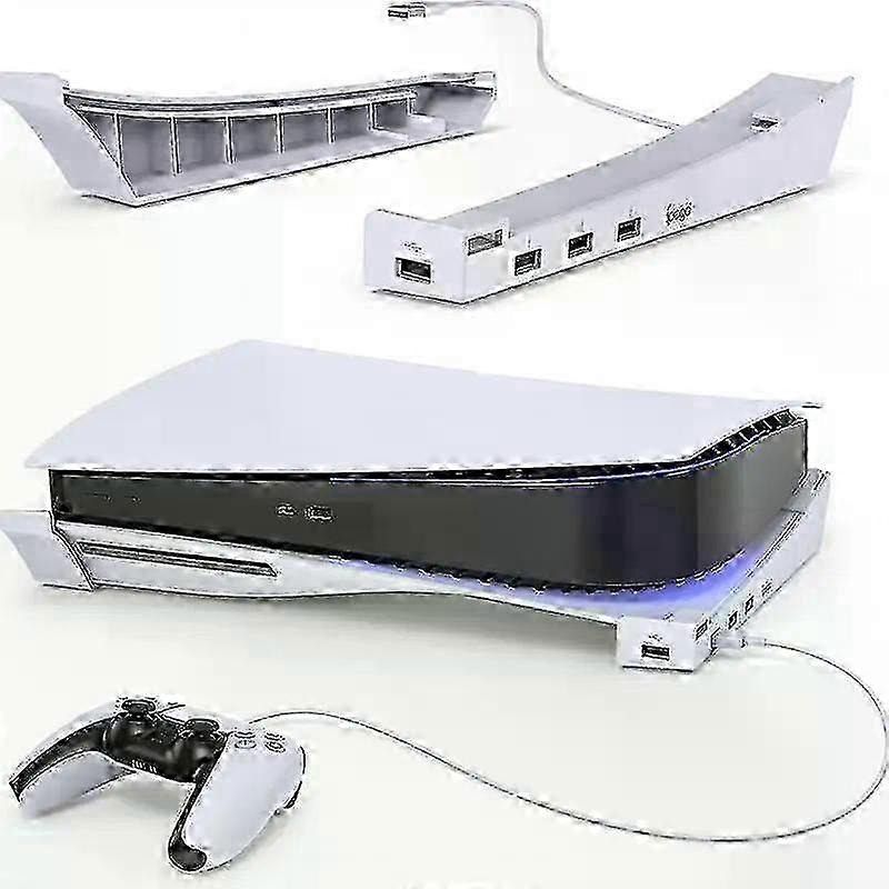 For PS5 Game Console Horizontal Stand Upgraded Desk Stand With 4-Port USB Hub Base Holder For PS5 Console Games Accessories 2025