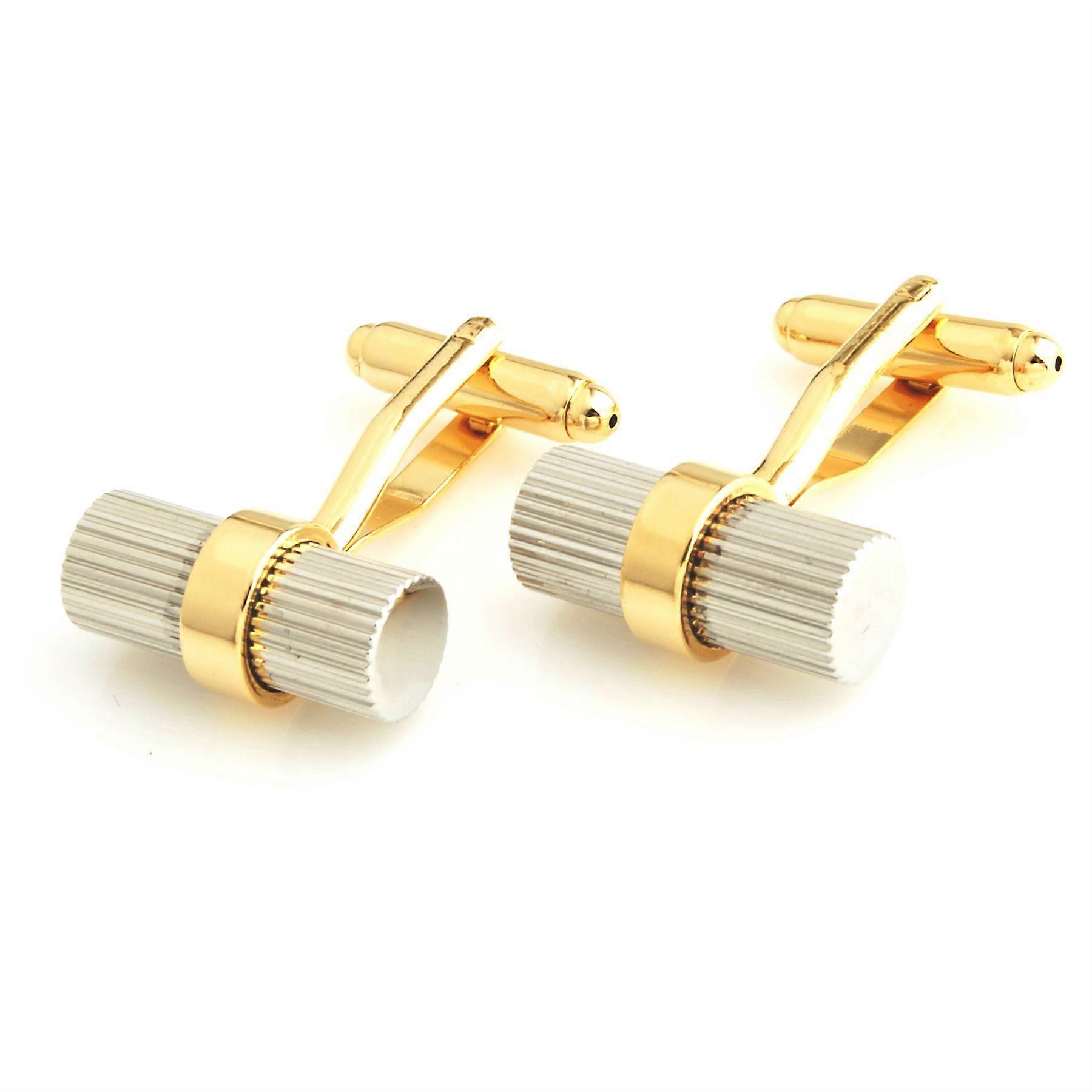 优雅的双色调黄金和银桶风格袖扣完美适合所有场合婚礼