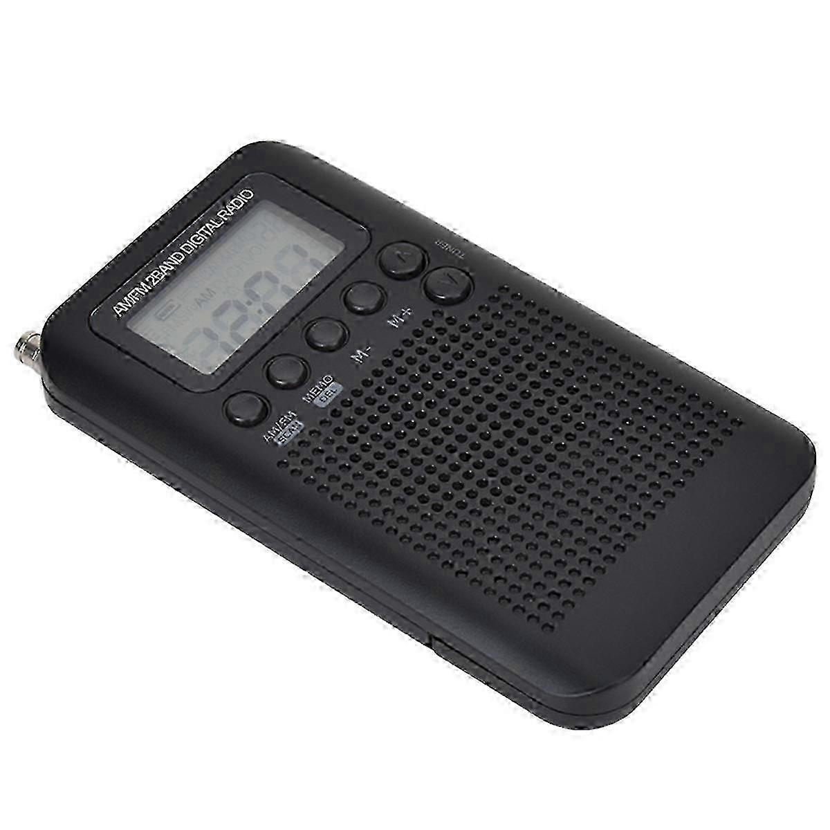 Portable AM/FM Radio with LCD Display and Digital Dual Band Receiver: Handheld Radio with Speakers