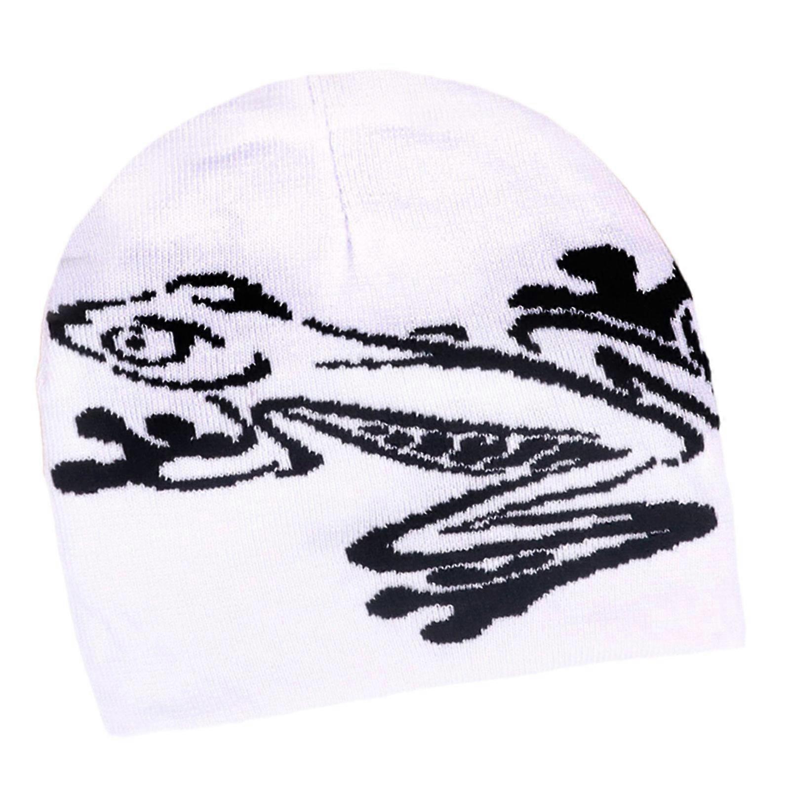 Chapeau unisexe à motif rainette amusant, en fil acrylique aéré, style décontracté, blanc.
