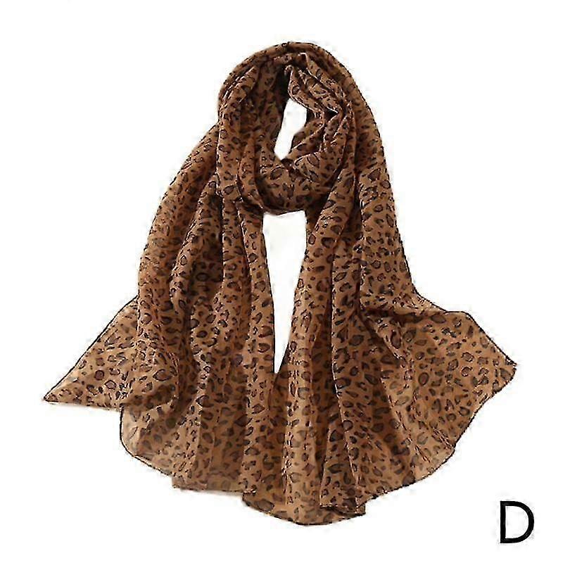 White (A) $ Leopard Chiffon Silk Scarf Muslim Scarf Thin Shawl