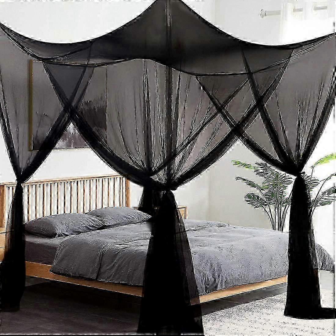 Extra Large Four Corner Post Mosquito Net Bed Canopy for Single Size, Fits Kids Beds