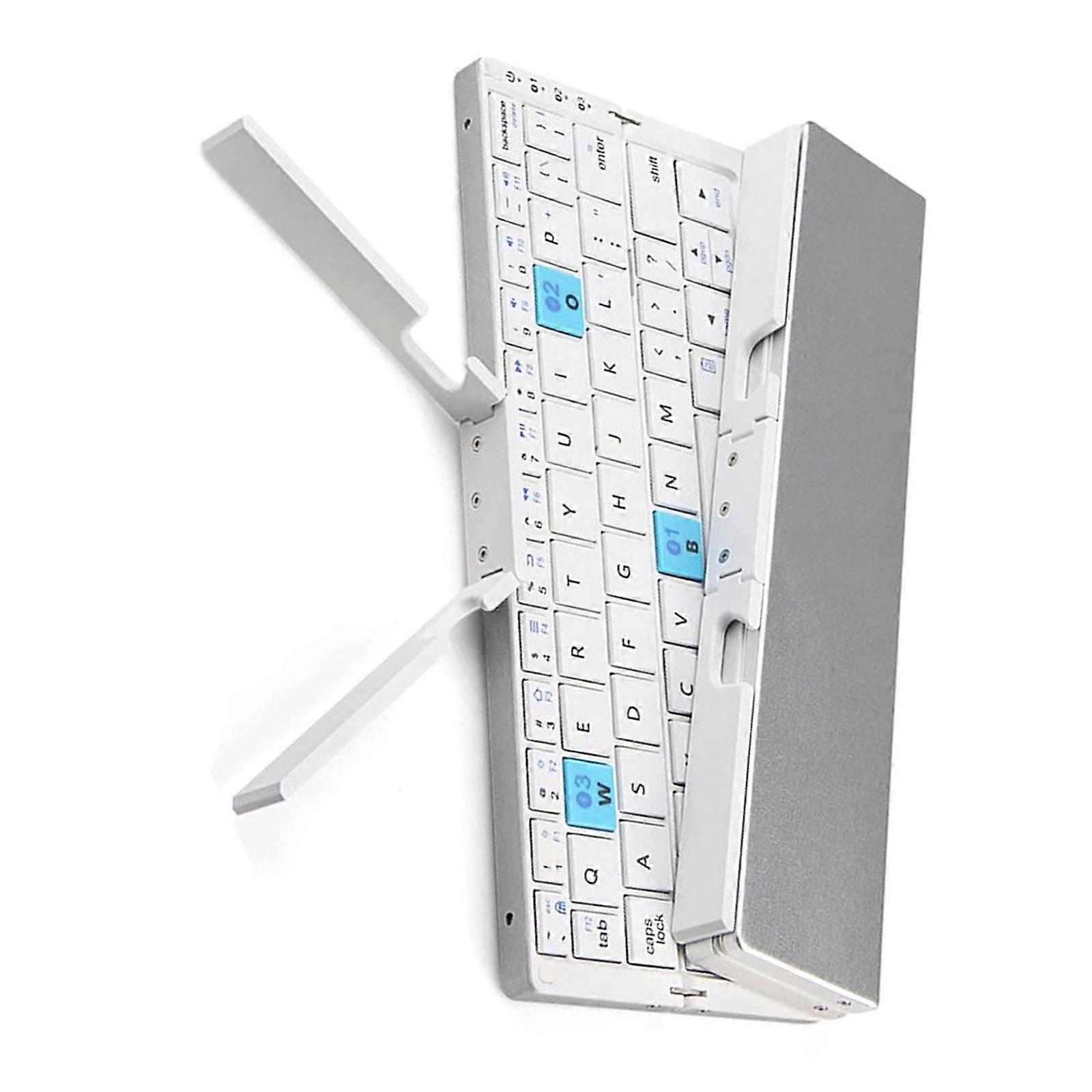 Portable Foldable Bluetooth-compatible Keyboard with Stand Mini Wireless Keypad for Office Use Comfortable Typing  Silver