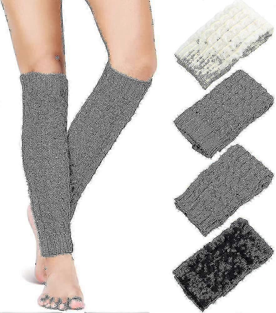 מחממי רגליים סרוגים בכבלים ארוכים, גרבי סרוגה סרוגים בחורף לנשים, 4 זוגות