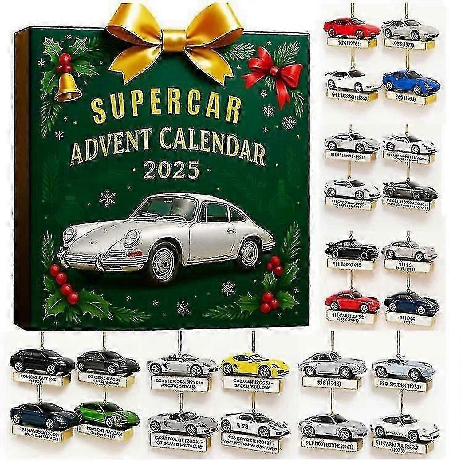 Ημερολόγιο Advent Supercar σε σχήμα τυφλού κουτιού με στολίδι χριστουγεννιάτικου δέντρου