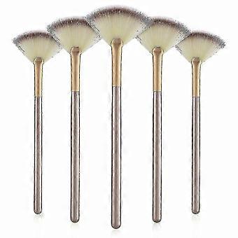 Set of 5 Soft Face Fan Brushes, Multi-Use Cosmetic Applicators for Makeup, Peels, and Masks, Suitable for Women and Girls