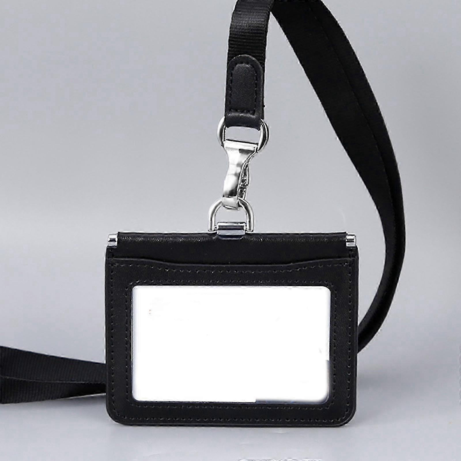 Professional Leather ID Holder with Clear Window and Card Storage