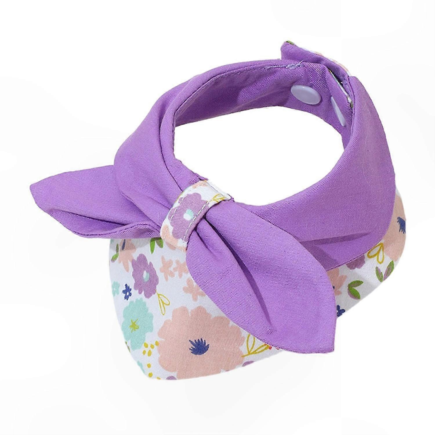 Floral Triangle Pet Scarf with Bowknot & Button