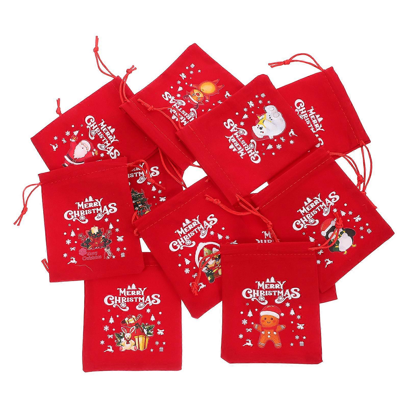 Bags Christmas Drawstring Pouches for Storage 12Pcs Candy Wrap