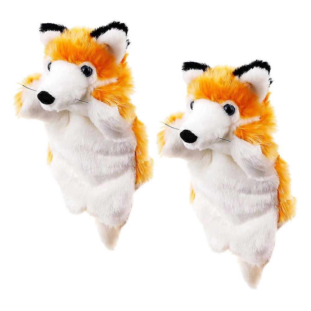 Fox Hand Puppet Plush Toy for Storytelling 2Pcs Soft Animal Puppets