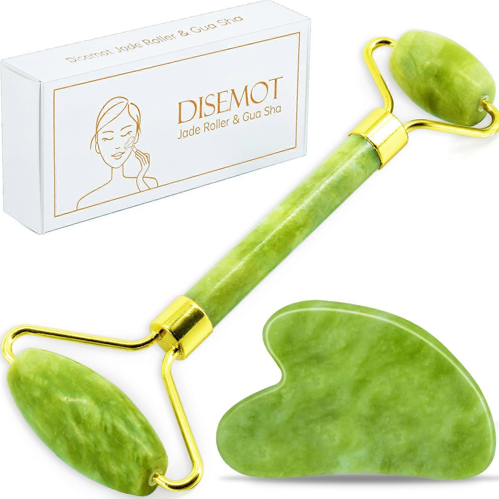 Jade Roller and Gua Sha Set for Facial Massage, Natural Jade Tools Reduce Puffiness and Boost Circulation