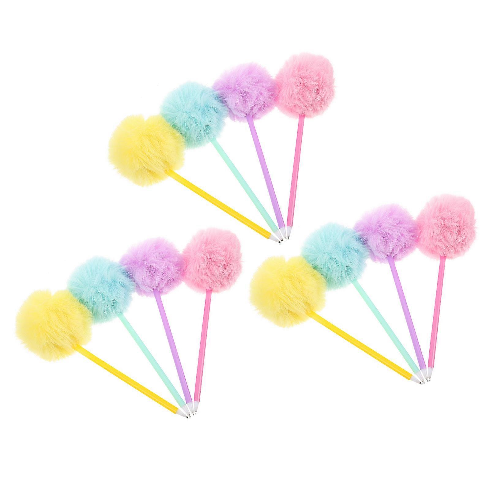 Pom Pom Ballpoint Pen Creative Writing Tool with 12Pcs Multicolor Set
