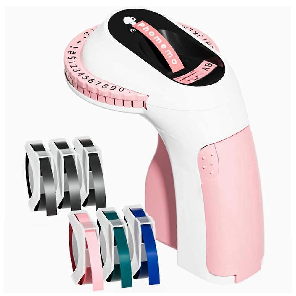 Phomemo E975 Embossed Label Making Machine 3D Portable Home Handheld Press Plastic Embossing Color Printer Tape 6 Rolls